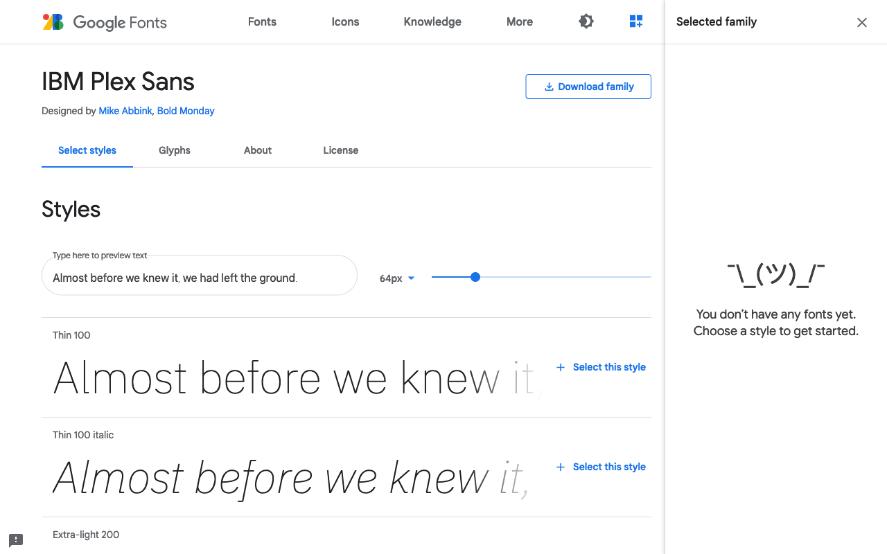 Chọn một phông chữ từ Google Fonts